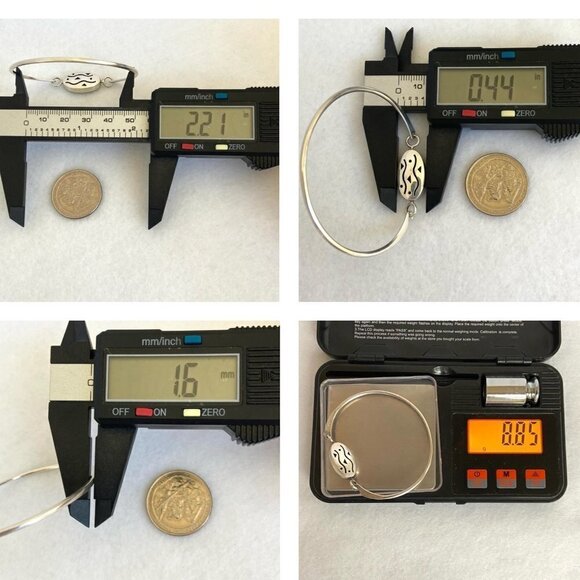 Sterling Silver Oval Black Onyx Geometric Reversible Hinged Bangle Bracelet 6.5" - Picture 10 of 16